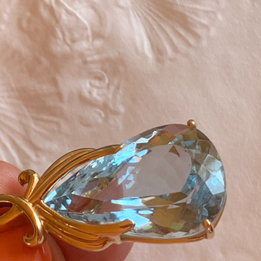 🎊HP🎊NWT 14KY Custom Genuine Blue Topaz Pendant - Picture 13 of 14